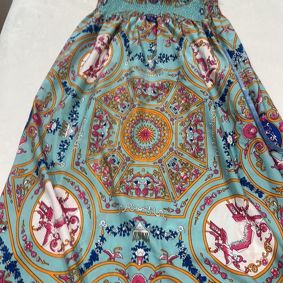 Bright multi colors Tube Strapless maxi Dress size L - Picture 10 of 10